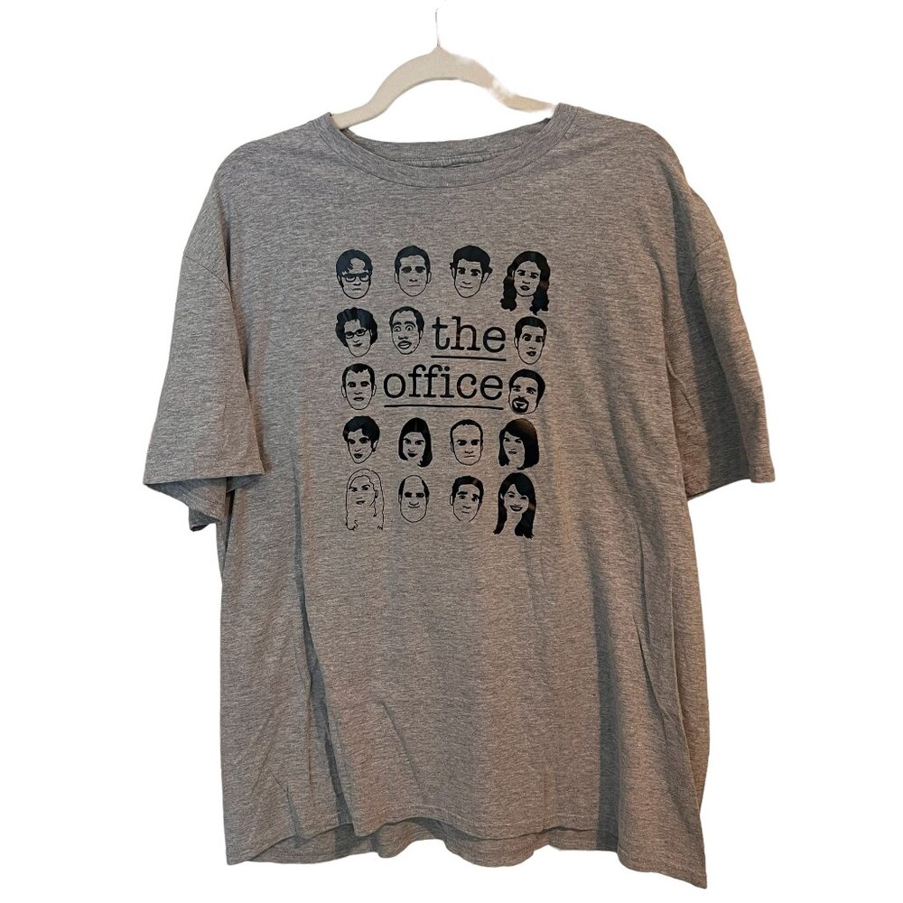 The Office t-shirt, Grey with Character faces. On an Anvil Tag Size XL